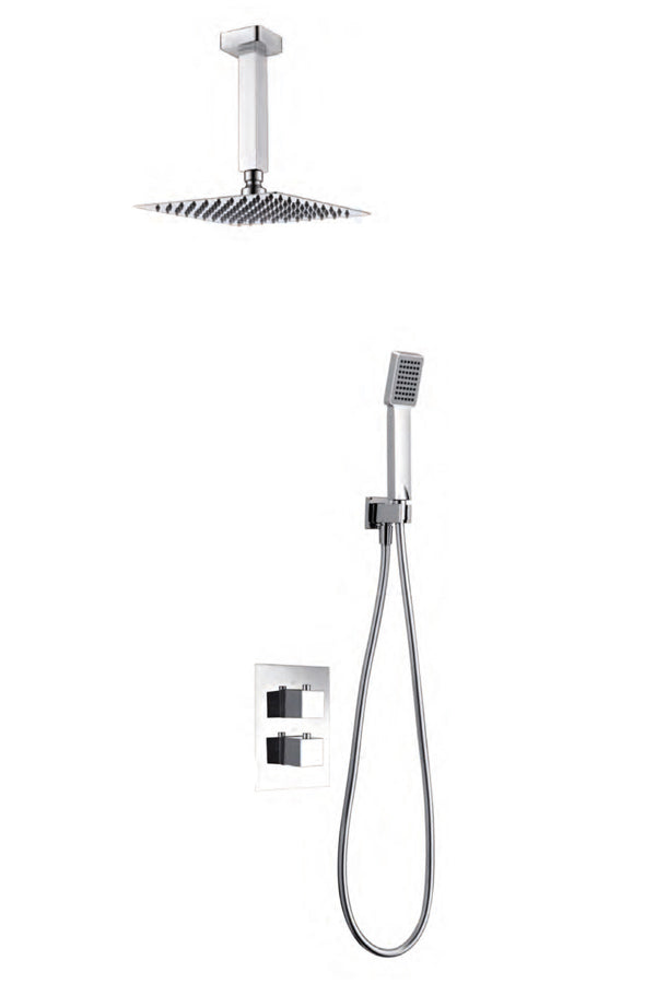 Chrome Thermostatic Built-in Shower Set Modern Design, view 2
