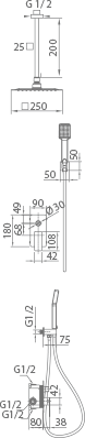 Brushed Gold Built-in Shower Mixer Set Modern Single Lever, view 3