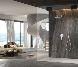 Chrome Single-Lever Recessed Shower Set Modern Design, in a bathroom setting