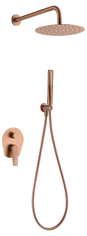 Brushed Rose Gold Single Handle Built-in Shower Set, view 2