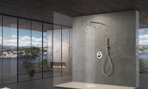 Brushed Nickel Built-in Single-Lever Shower Set, in a bathroom setting