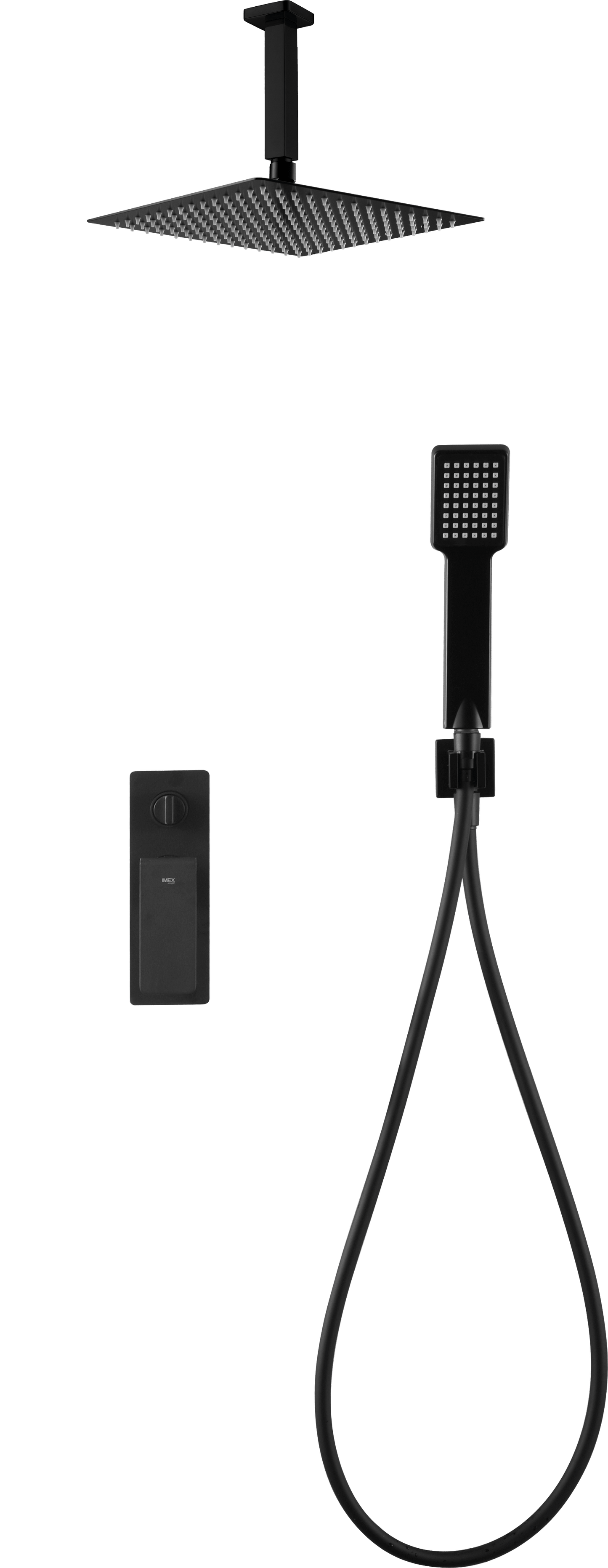 Conjunto de ducha monomando empotrado Nadi negro mate | IMEX
