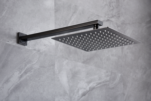 Pisa Black Gun Metal Single Handle Built-In Shower Set, rain head detail