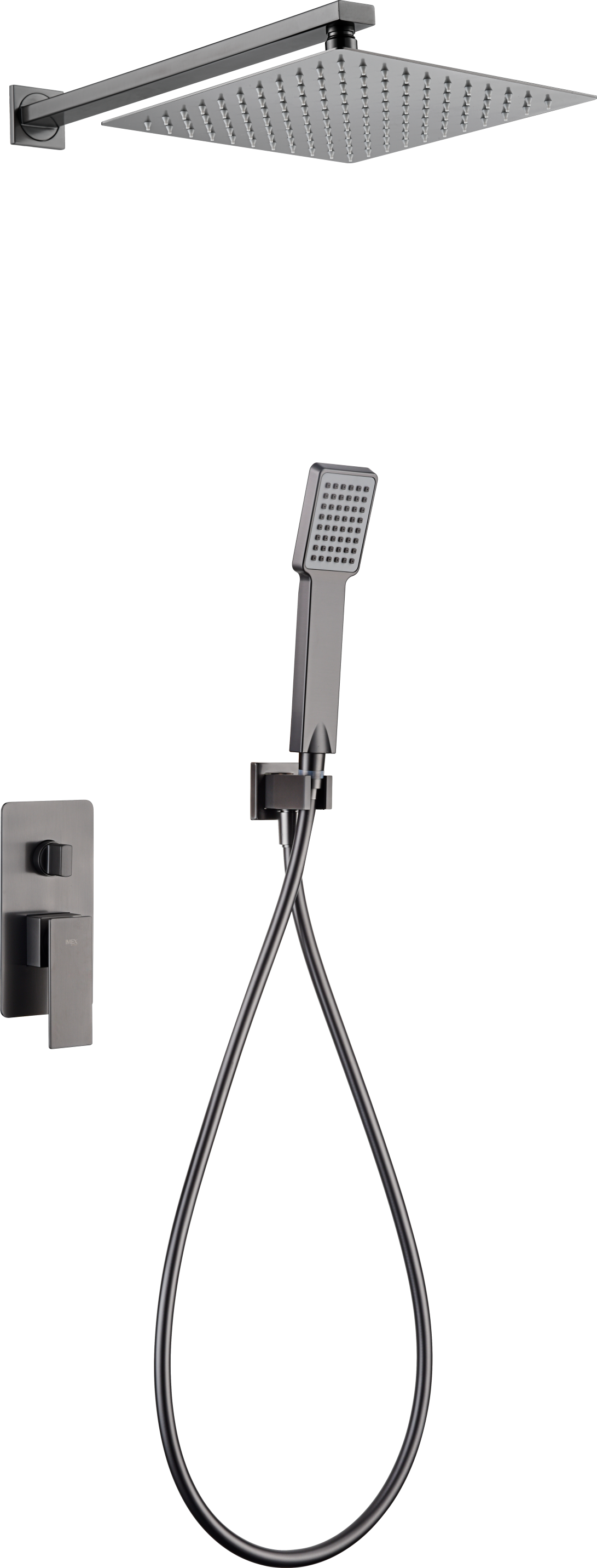 Pisa Black Gun Metal Single Handle Built-In Shower Set, view 2