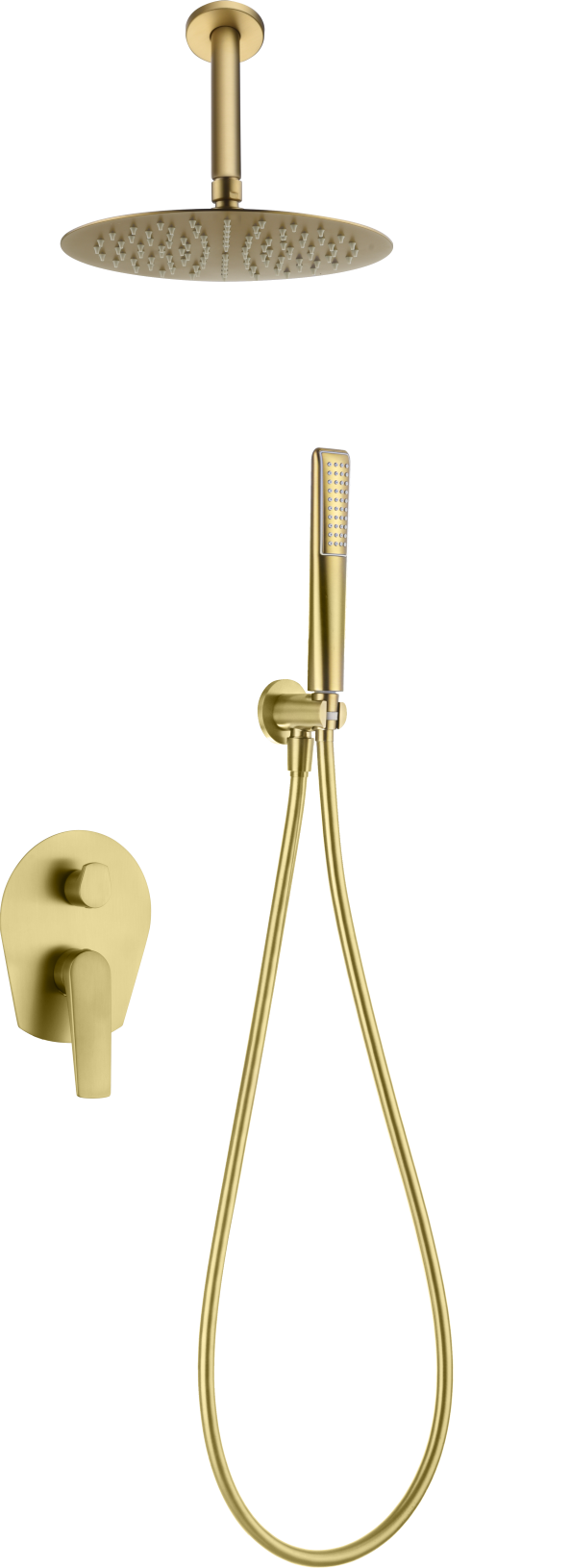 Brushed Gold Recessed Single-Lever Shower Set, view 2