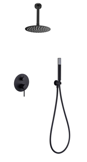 Matte Black Built-in Shower Set Single Lever Modern, view 2