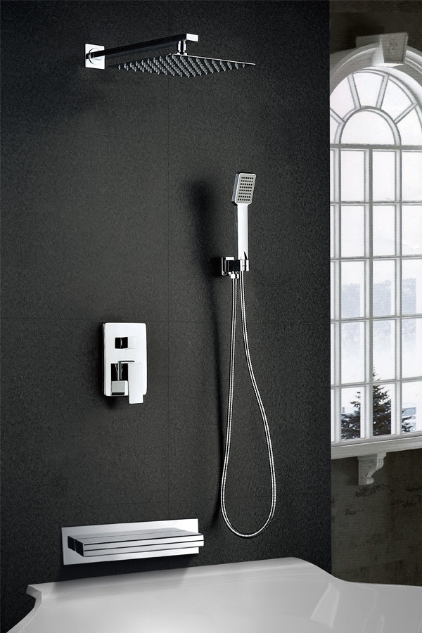 Chrome Single Handle Built-in Shower Set Modern Design, view 2