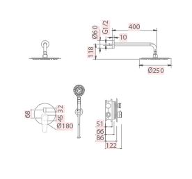 Chrome Single Handle Built-in Shower Set Modern Design, view 5