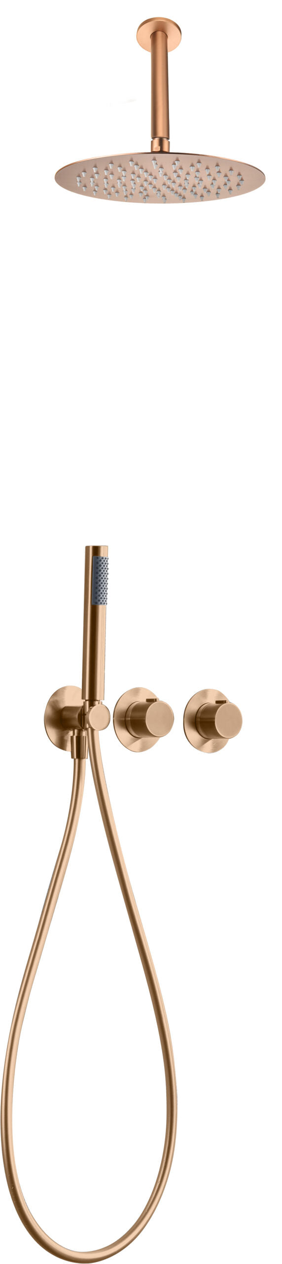 Brushed Rose Gold Thermostatic Shower Set Built-in, view 2