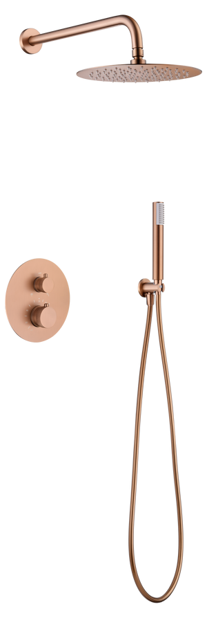 Brushed Rose Gold Thermostatic Shower Set Built-in, view 2