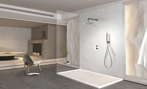 Chrome Thermostatic Shower Set Built-In Design, in a bathroom setting