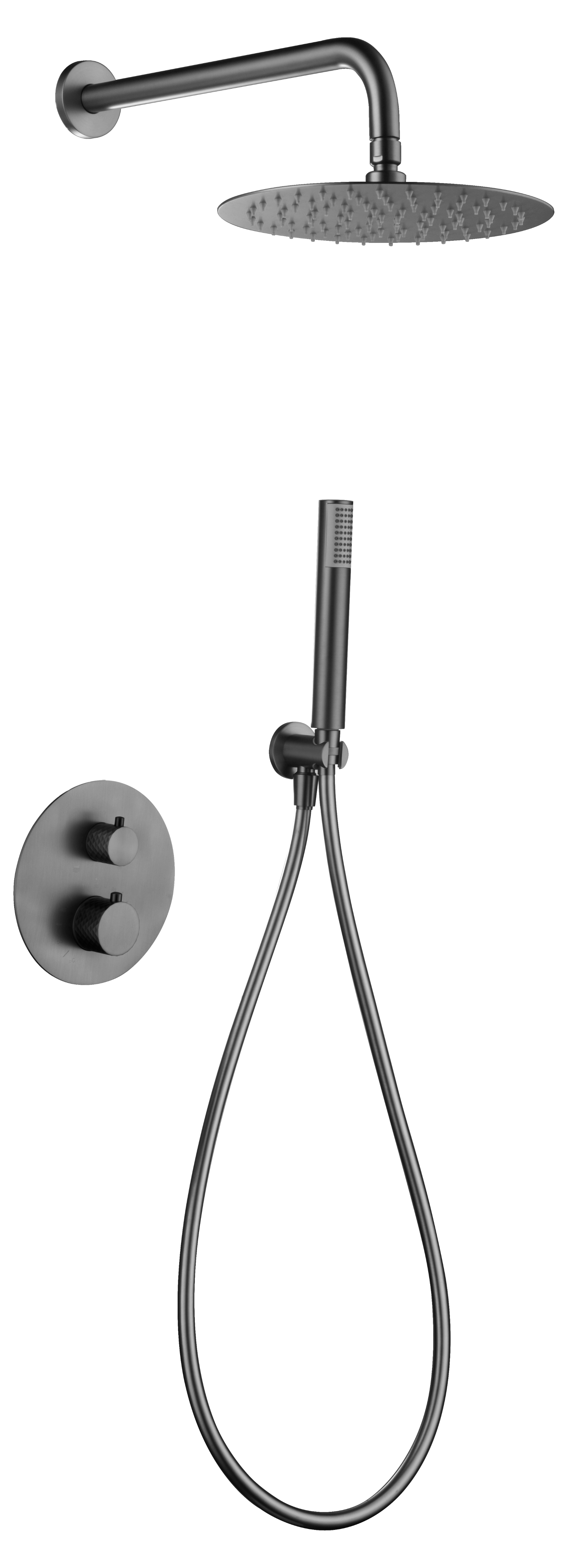 Black Gun Metal Thermostatic Shower Set Built-in, view 2