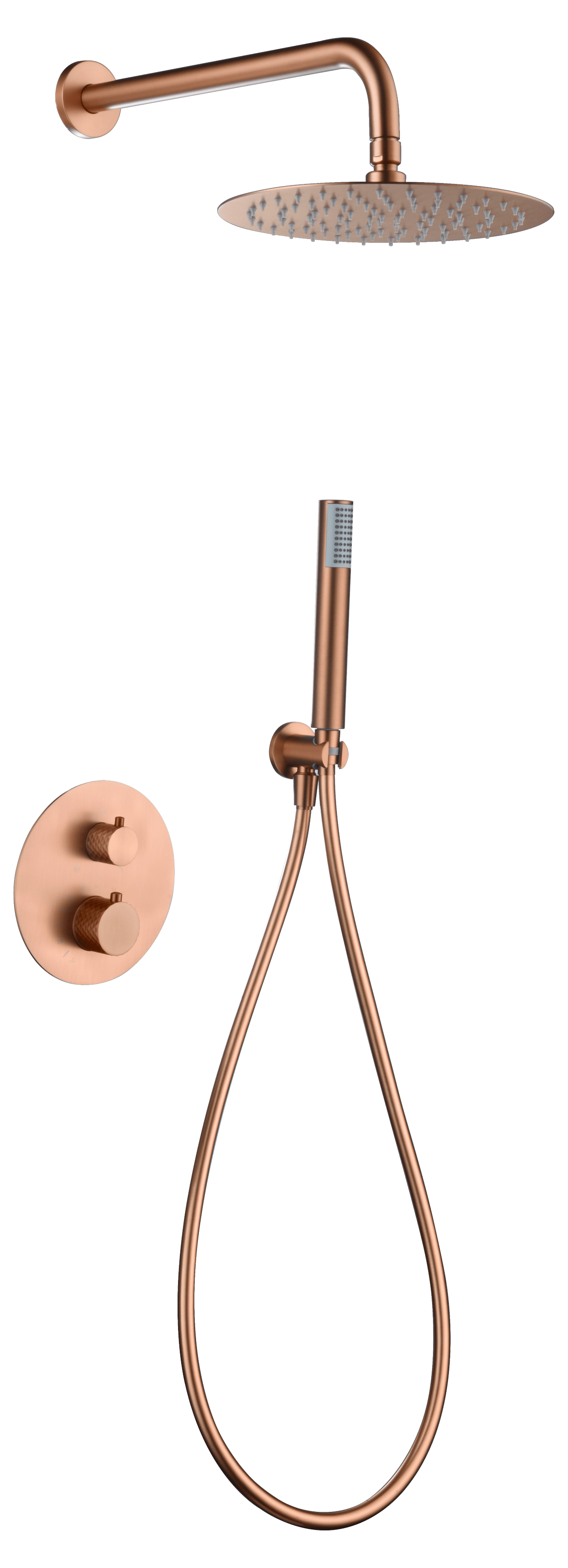 Conjunto de ducha termostático empotrado Génova oro rosa | IMEX