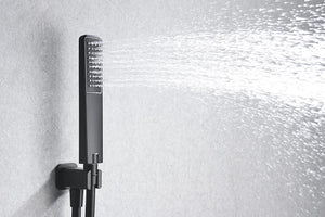 Matte Black Thermostatic Built-in Shower Set, detail view