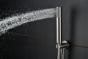 Brushed Nickel Thermostatic Shower Set Built-in, handle detail