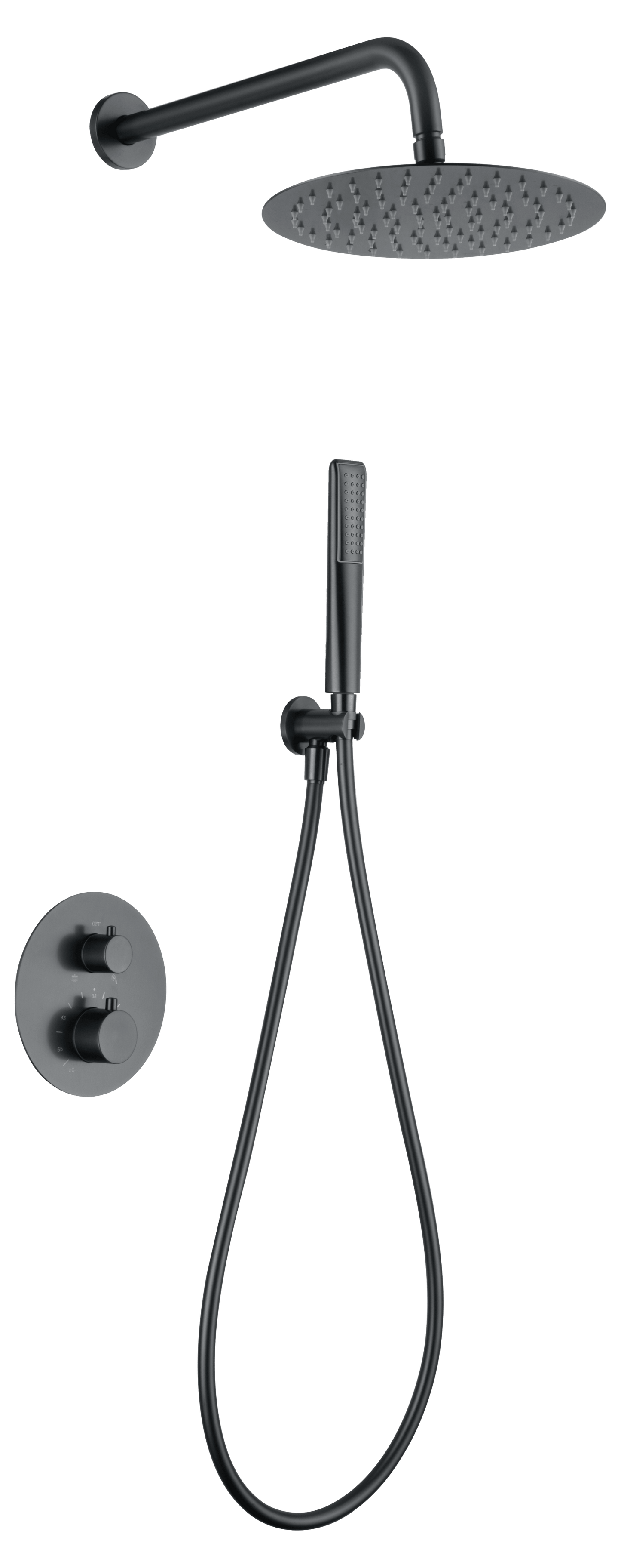 Conjunto de ducha termostático empotrado Naples Black Gun | IMEX