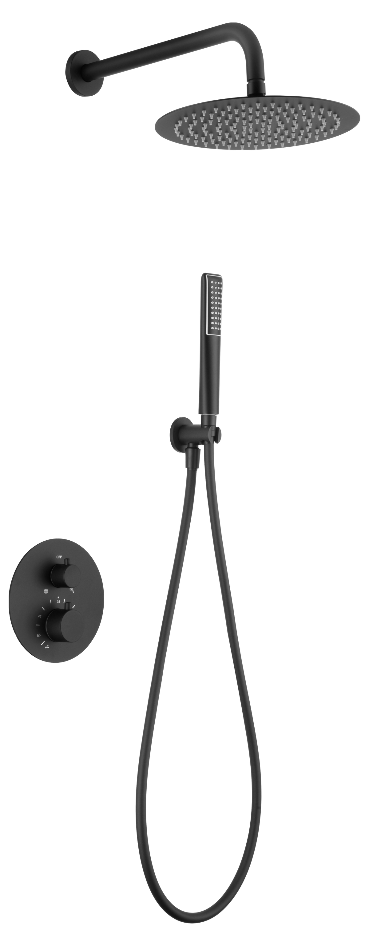 Matte Black Built-in Thermostatic Shower Set, view 2