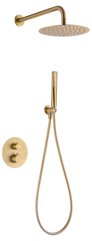 Naples Brushed Gold Built-in Thermostatic Shower Set, view 2