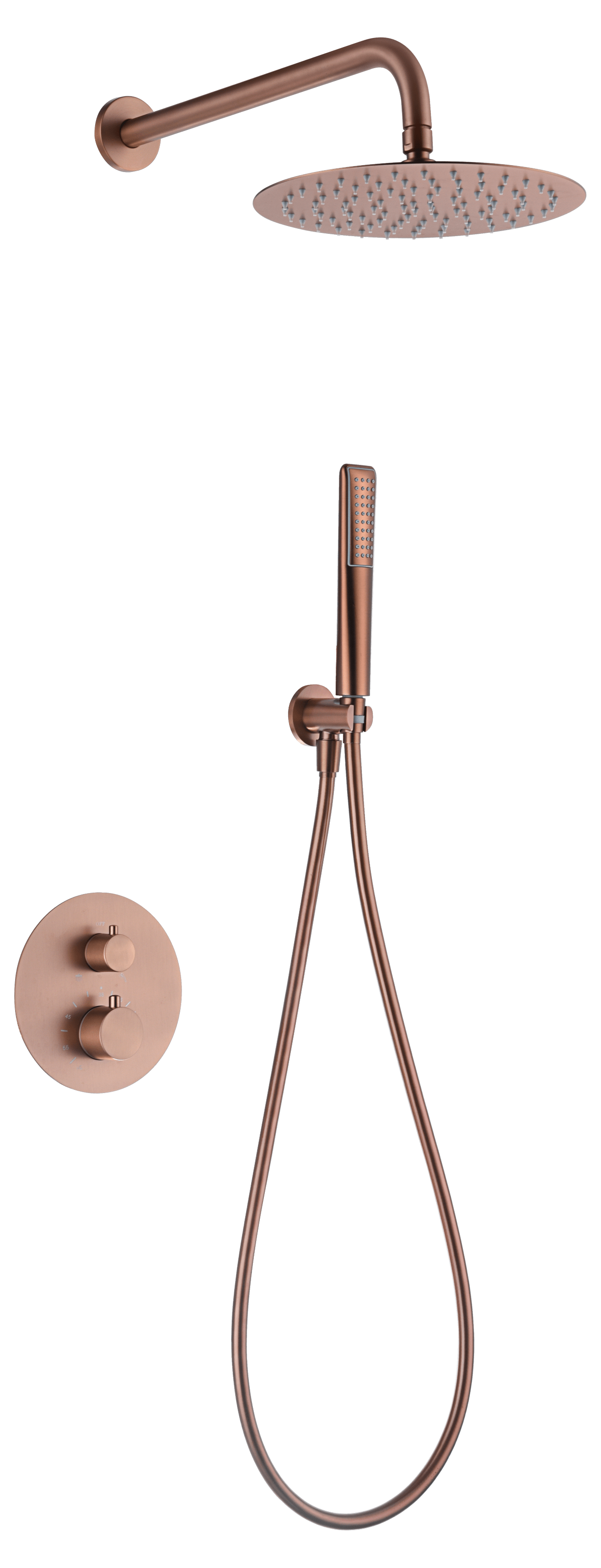 Conjunto de ducha termostático empotrado Naples cepillado | IMEX