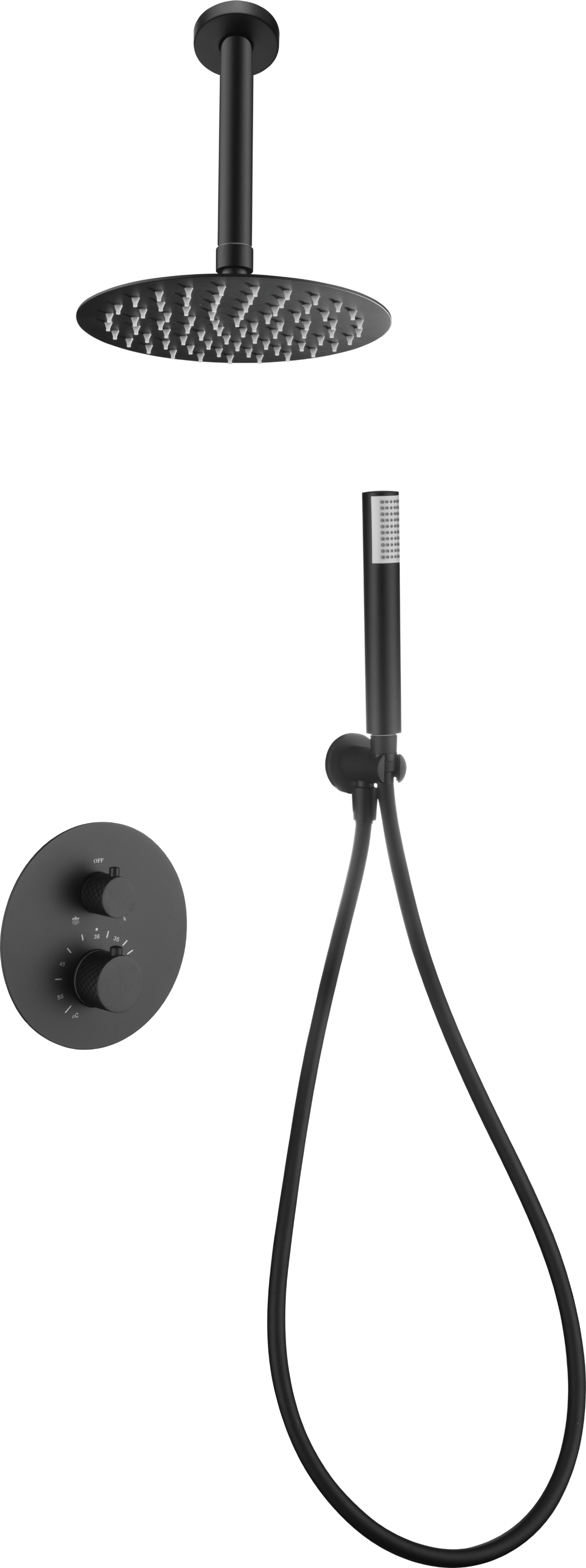 Matte Black Built-in Thermostatic Shower Set, view 2