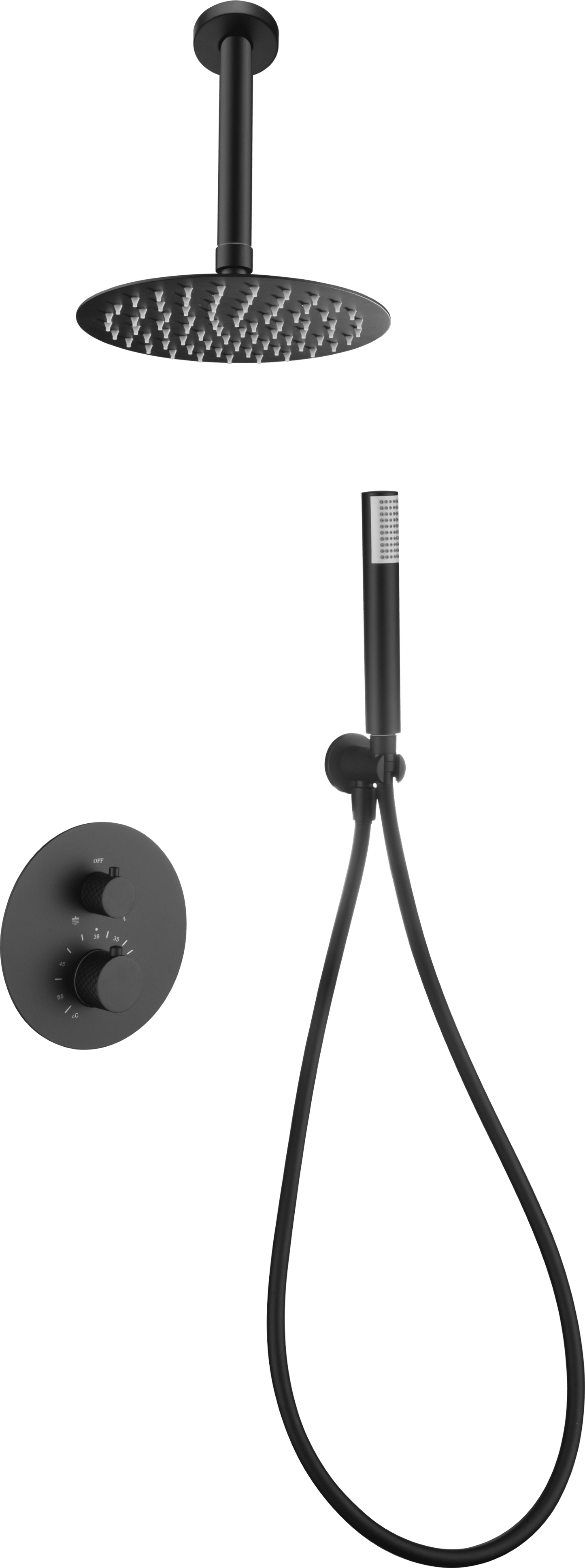 Conjunto de ducha termostático empotrado Piamonte Neg | IMEX