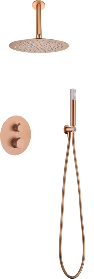 Brushed Rose Gold Thermostatic Shower Set Built-In, view 2