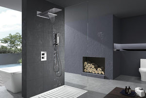Chrome Thermostatic Built-in Shower Set Modern Design, in a bathroom setting