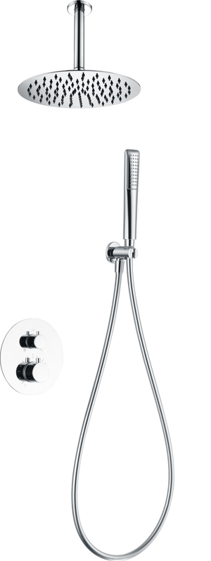 Chrome Thermostatic Built-in Shower Set Modern Design, view 2