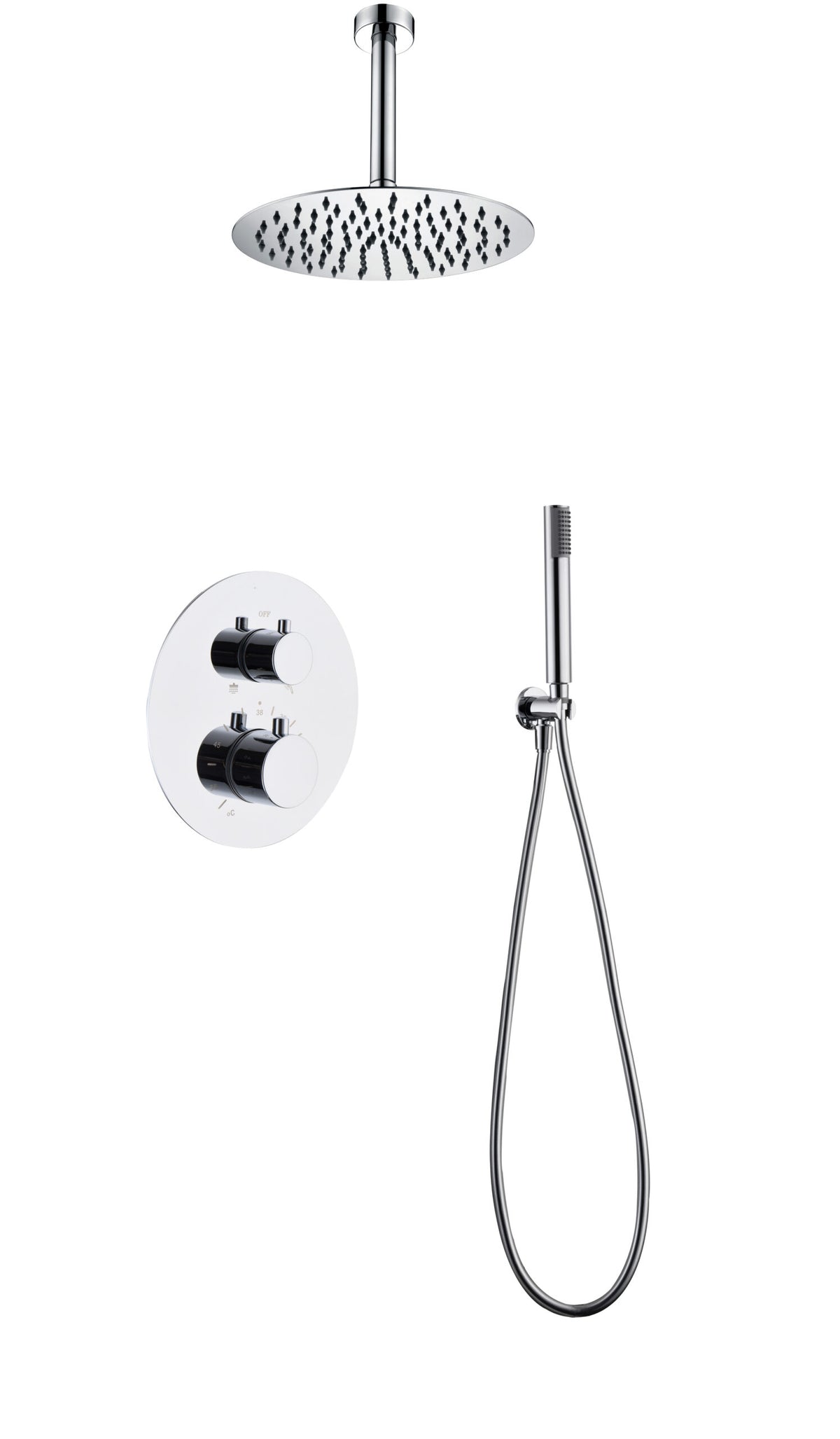 Chrome Thermostatic Shower Set Built-In Monza Series, view 2
