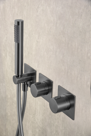 Matte Black Built-in Thermostatic Shower Set, mixer detail