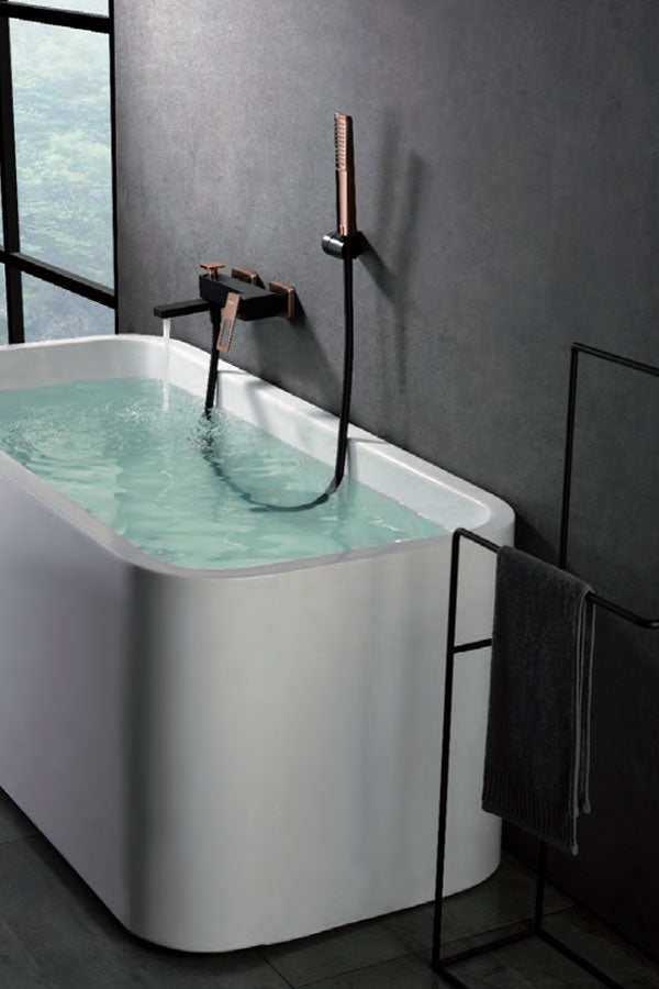 Black Rose Gold Shower Faucet Set Modern Design, view 2