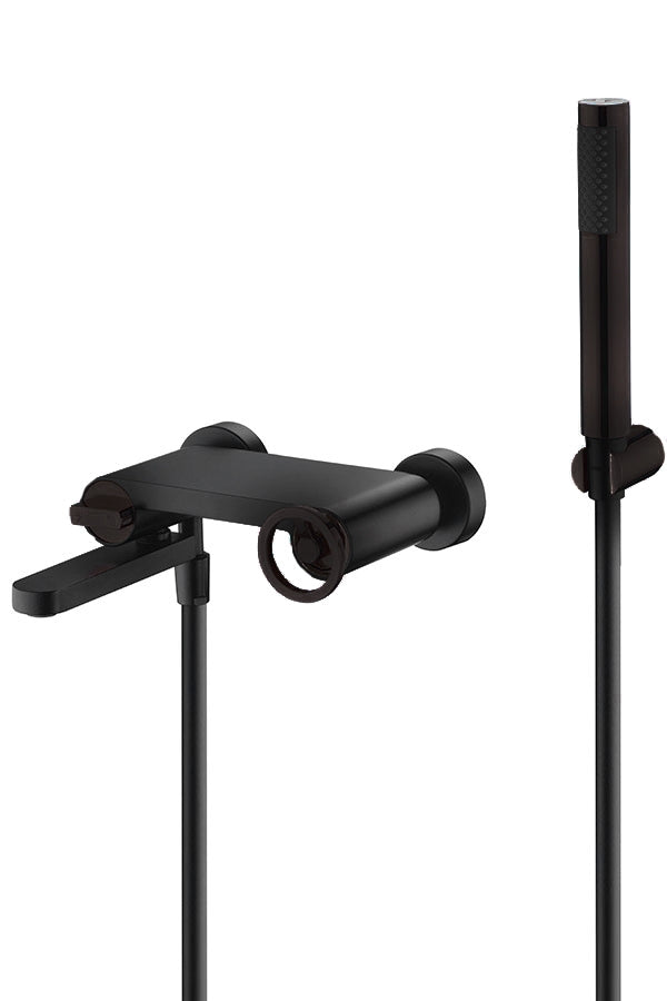 Matte Black Single Handle Shower Kit Modern Bathroom, mixer detail