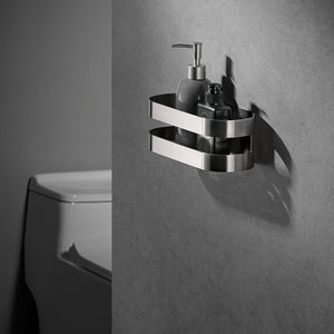 Brushed Nickel Wall Soap Dish with Tempered Glass, view 3
