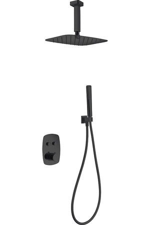 Matte Black Thermostatic Shower Set Built-In, view 2