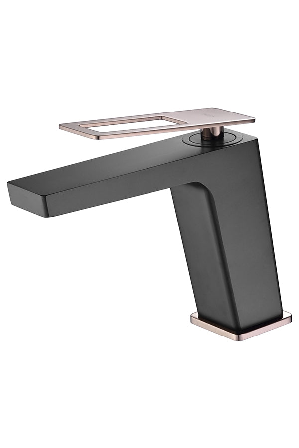 Black Rose Gold Basin Mixer Single Lever Faucet, view 2