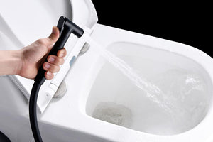 Matte Black Built-in Bidet Faucet Modern Bathroom, in a bathroom setting