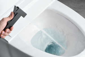 Gun Metal Built-In Bidet Faucet with Pop-Up Drain, handle detail
