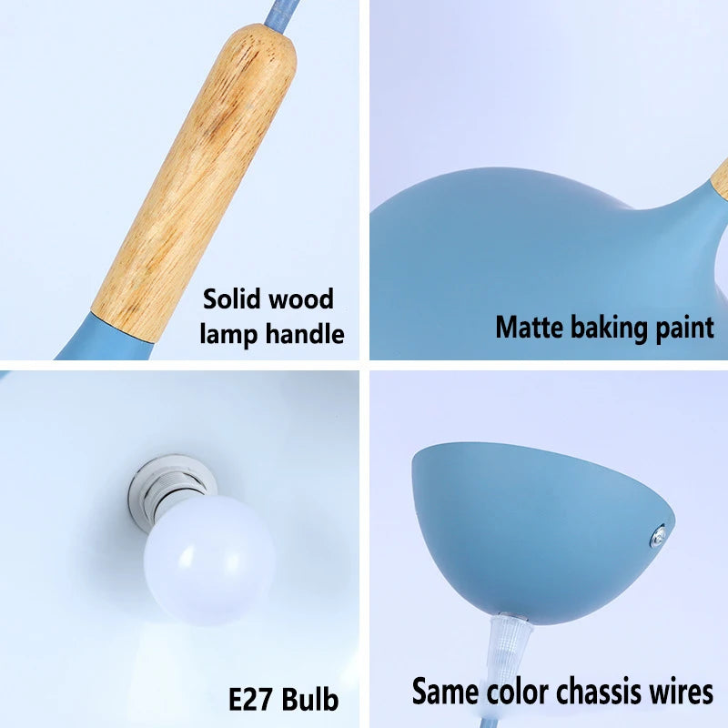 Lámpara colgante de madera de colores LED