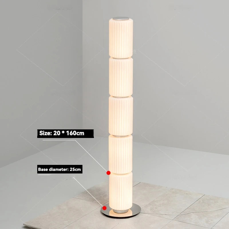 Lámpara de pie nórdica LED de cristal ahumado