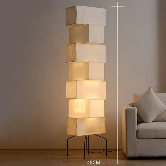 Lámpara de pie de esquina con soporte de papel LED