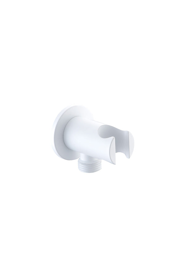 Matte White Round Shower Holder with Water Outlet, view 2