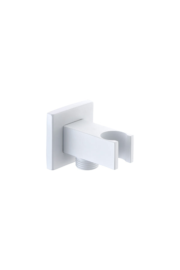 Matte White Square Shower Handle Bracket with Water Outlet, view 2