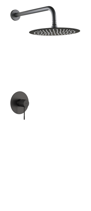 Line Black Gun Metal Concealed Single Lever Shower Set with Rain Head, main product view