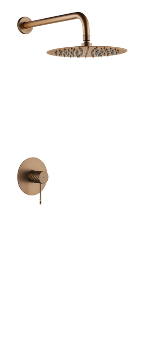 Brushed Rose Gold Concealed Single Lever Shower Set with Rain Head GÉNOVA, main product view