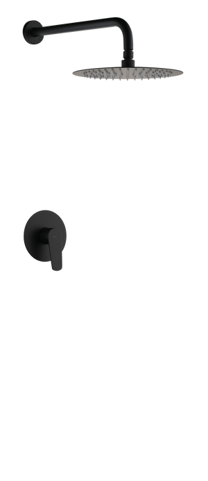 Belgica Matte Black Concealed Single Lever Shower Set with Rain Head, main product view