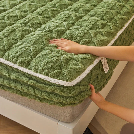 Protector de colchón de algodón polar de felpa gruesa