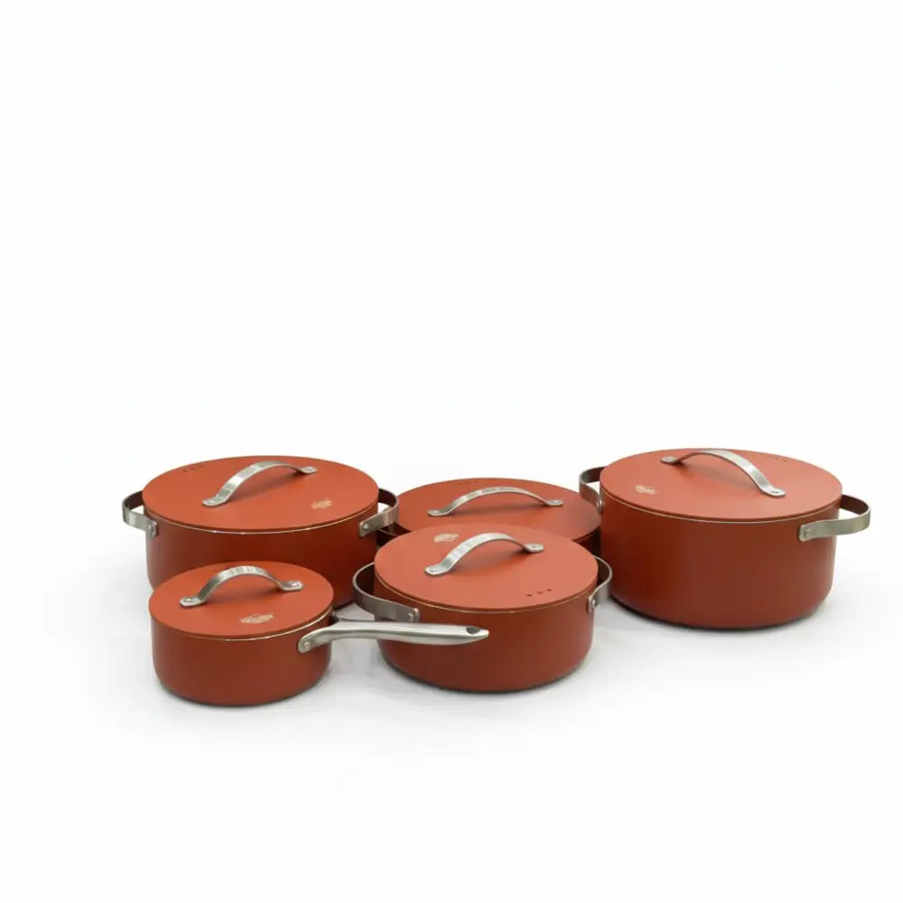 4 Piece Non Stick Cookware Soup Cooking Pot Set - Red - Cookware set