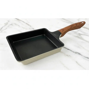 Aluminum Non Stick Deep Flat Bottom Frying Pan - Milk White Yuzi Burned - Cookware set