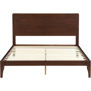 Bamboo Modern Frame Tall Headboard Platform Bed - Brown - Bedroom