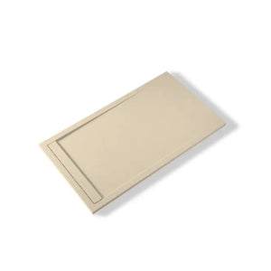 Saona cream mineral resin shower tray with hidden drain in square shape
